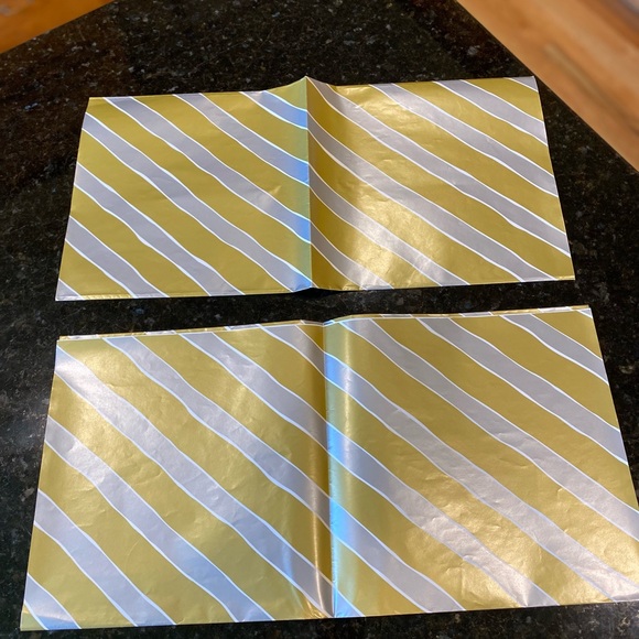 Vintage 90’s Metallic Striped Gift Wrap (2 Sheets) - Picture 2 of 4